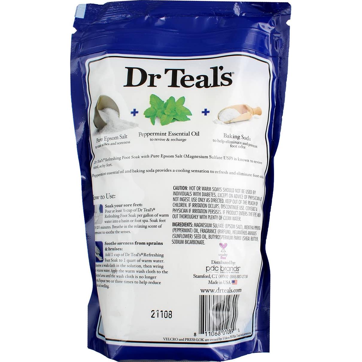 Baño de Pies Dr. Teal's Sal de Epsom Menta 907g