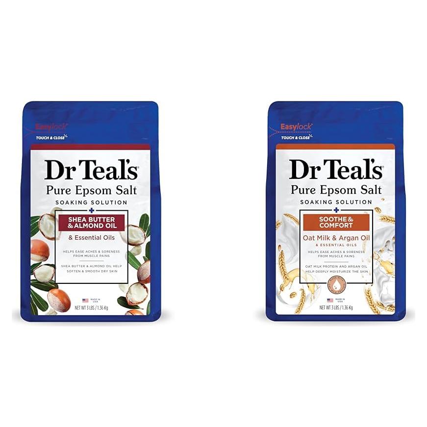 Baños de Sal de Epsom Dr Teal's 2x1.36 kg Manteca Karité y Avena