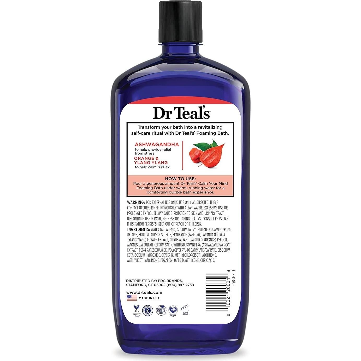 Baño Espumoso Dr Teal con Sal de Epsom y Ashwagandha 1008 ml