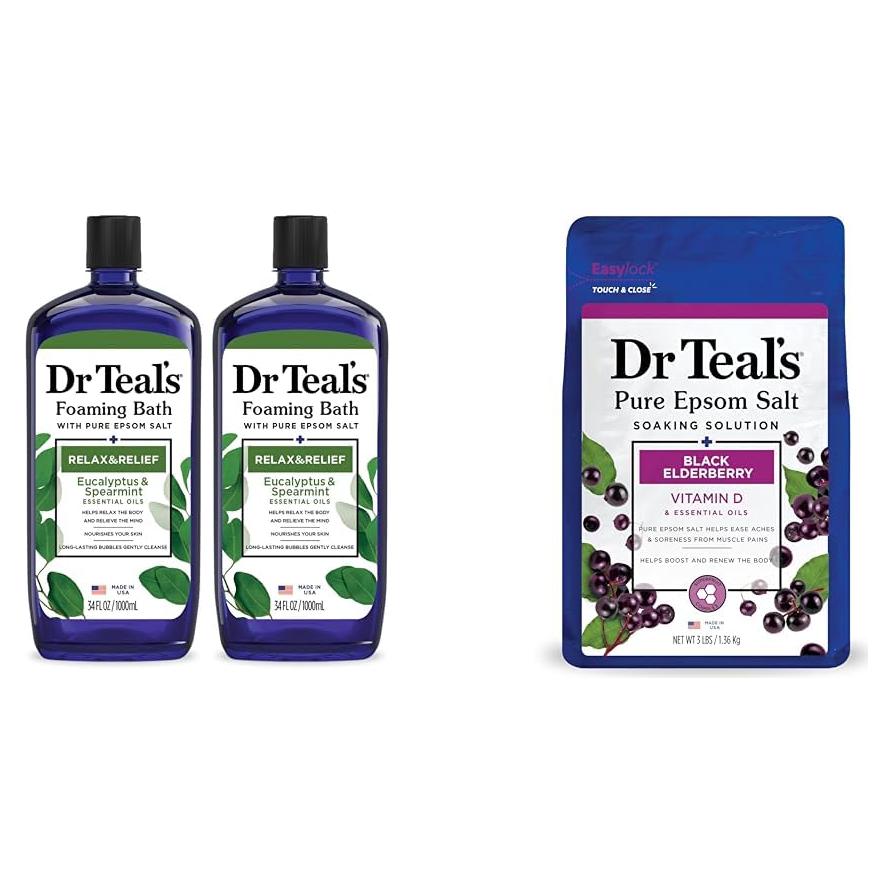 Baño de Sal de Epsom Dr Teal's 2-Pack Eucalipto y Menta 1.36 kg