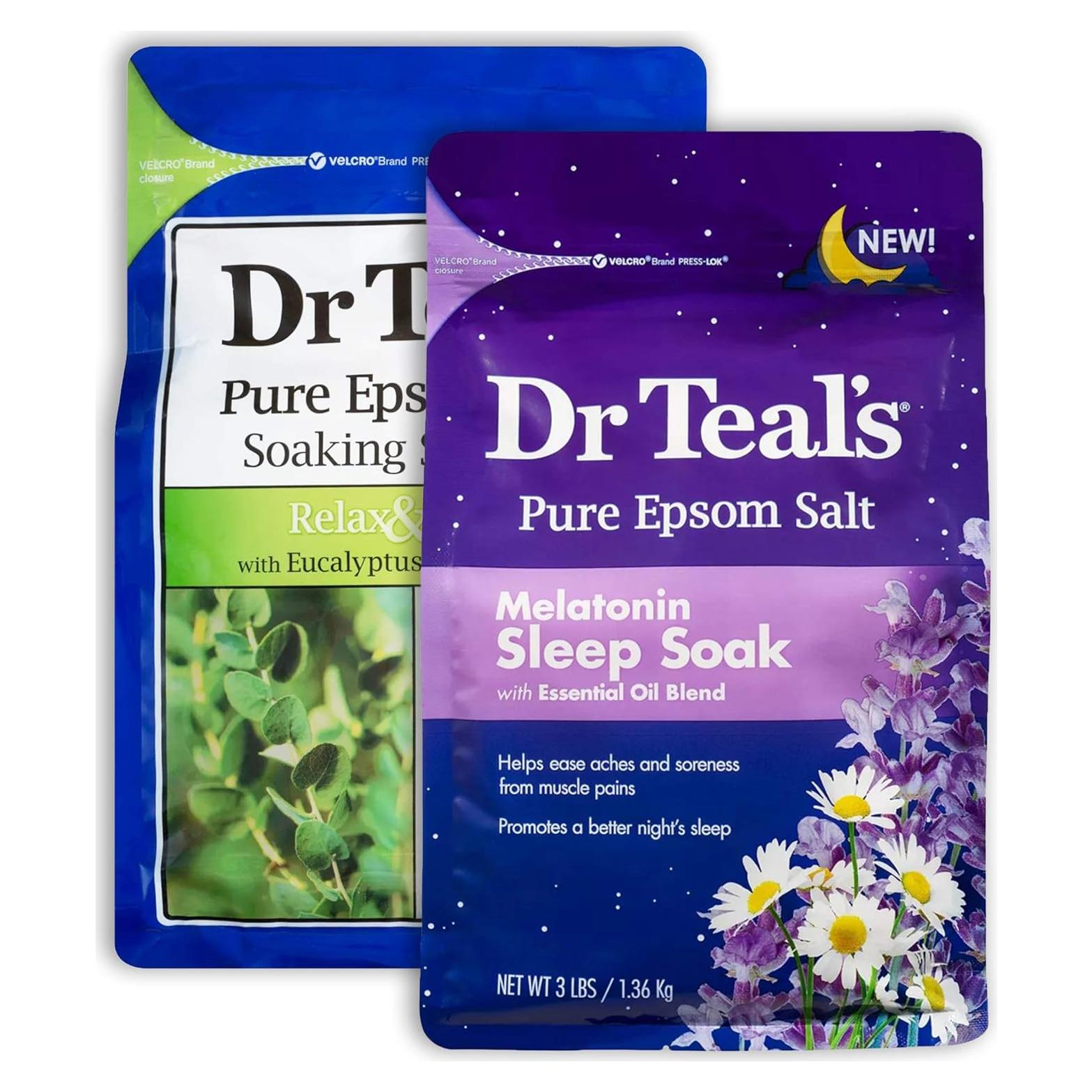 Juego de Baño de Sal Dr Teal's Eucalipto y Melatonina 2x1.36kg