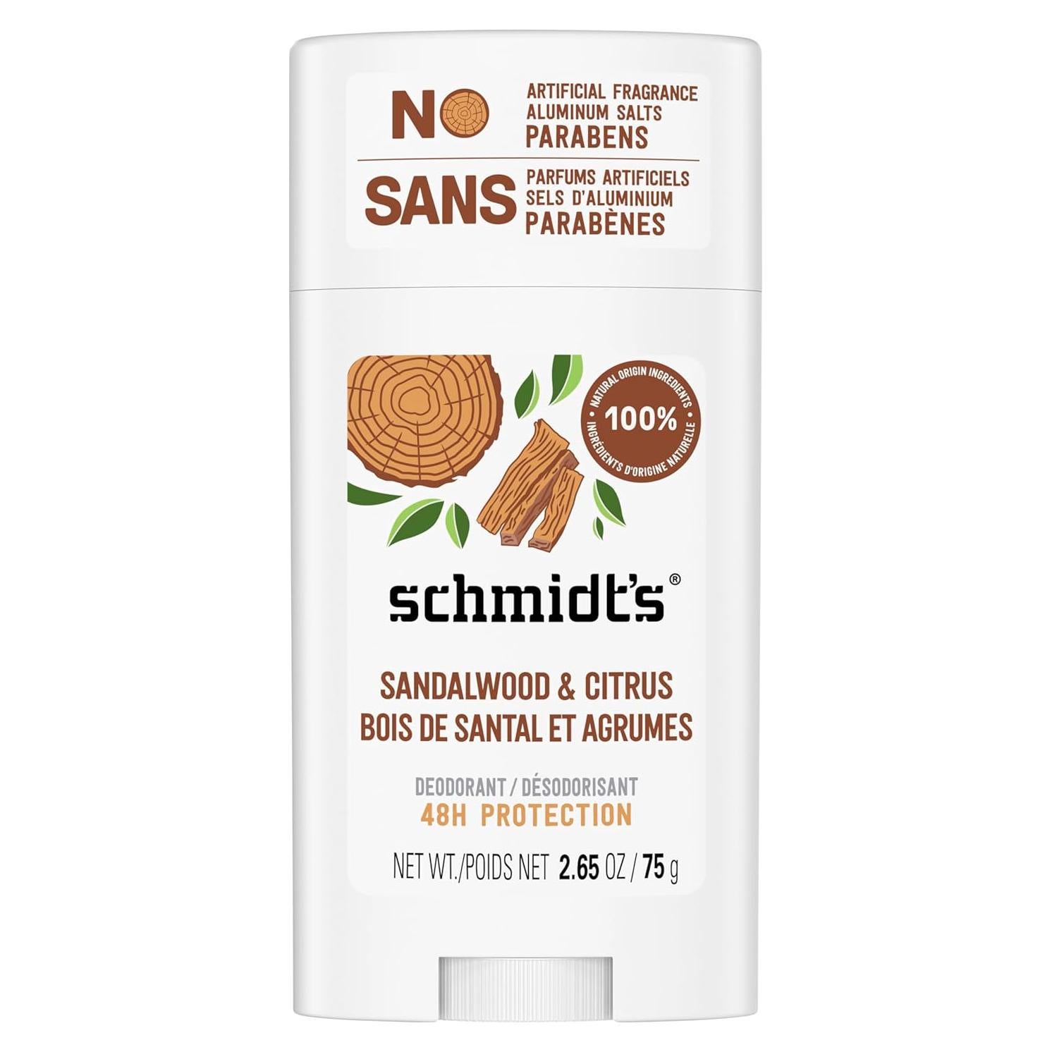 Desodorante Vegano Schmidt's Sándalo y Cítricos 75 g Sin Aluminio
