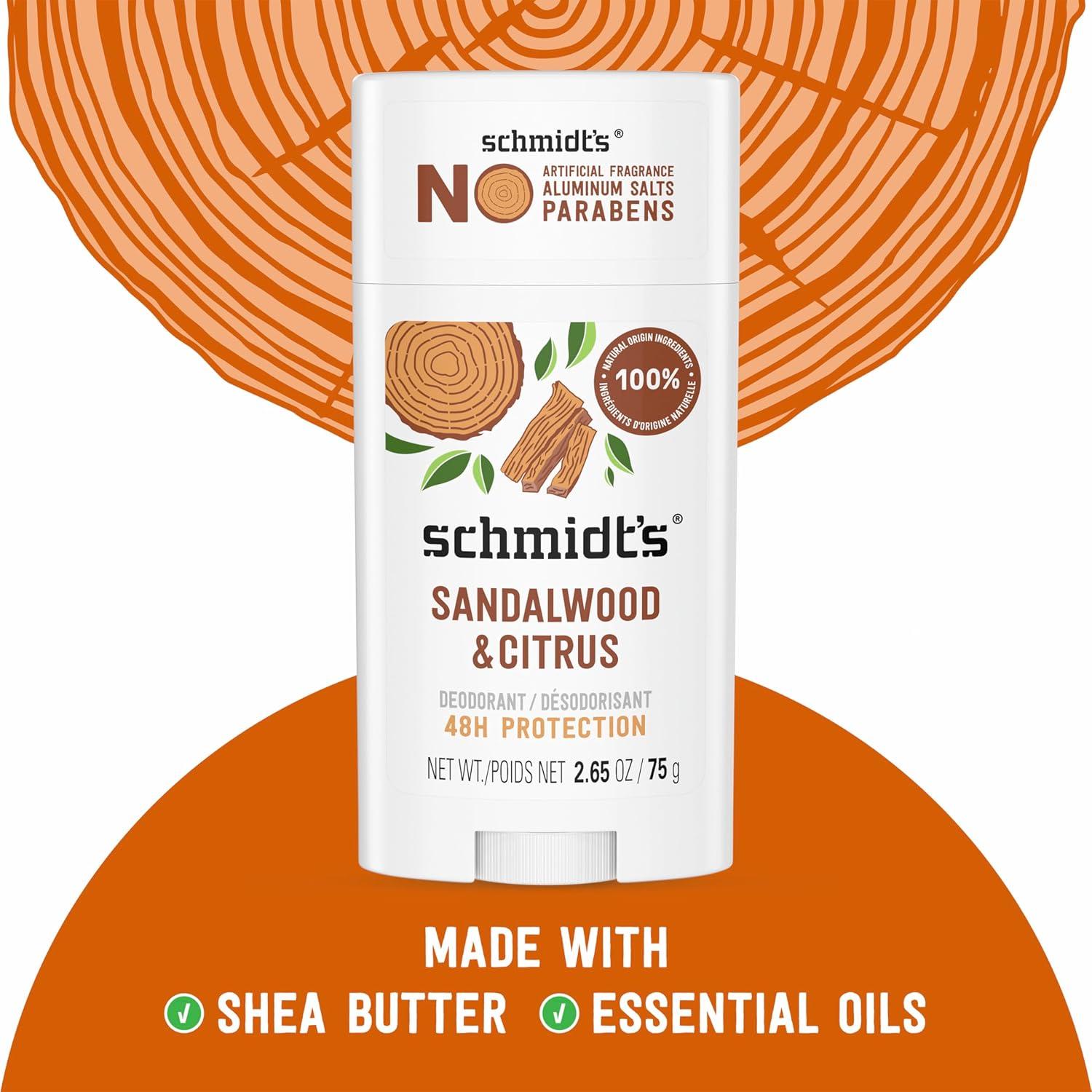 Desodorante Vegano Schmidt's Sándalo y Cítricos 75 g Sin Aluminio