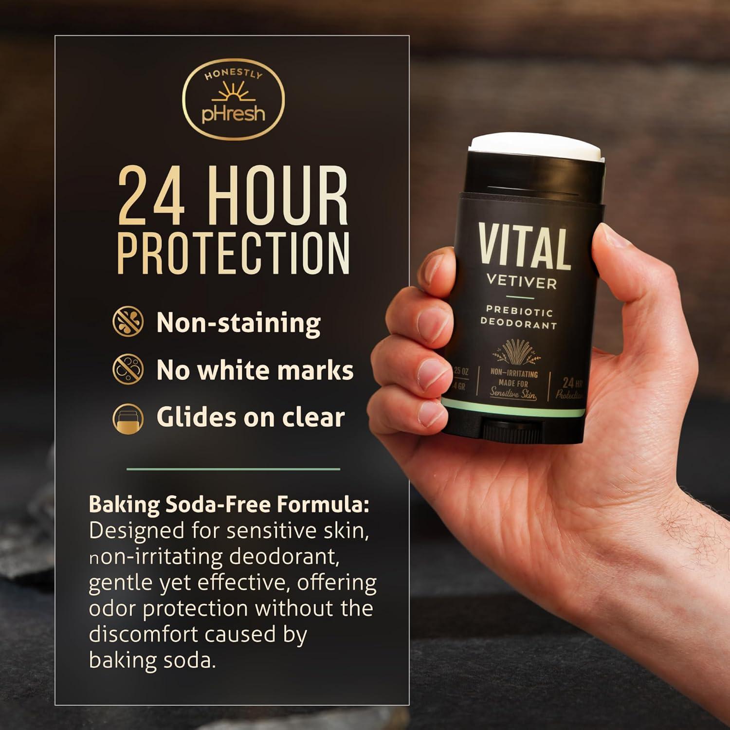 Desodorante Natural Honestly pHresh Hombre Vital Vetiver 70 g - Libre de Aluminio