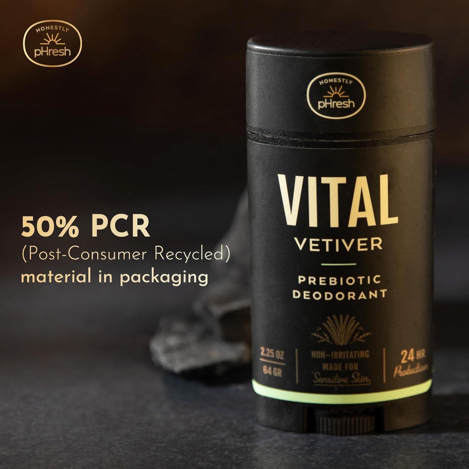 Desodorante Natural Honestly pHresh Hombre Vital Vetiver 70 g - Libre de Aluminio