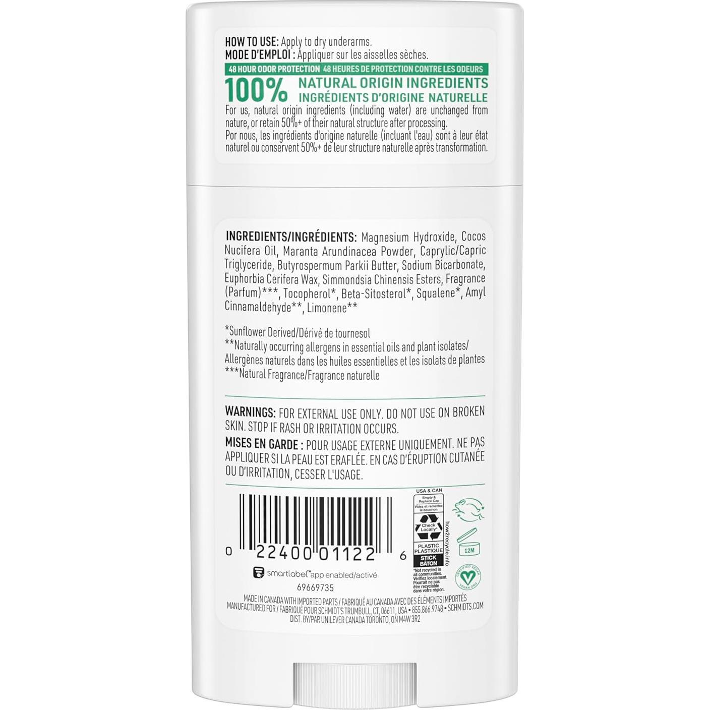 Desodorante Vegano Schmidt's Flor de Cactus y Pera 75g