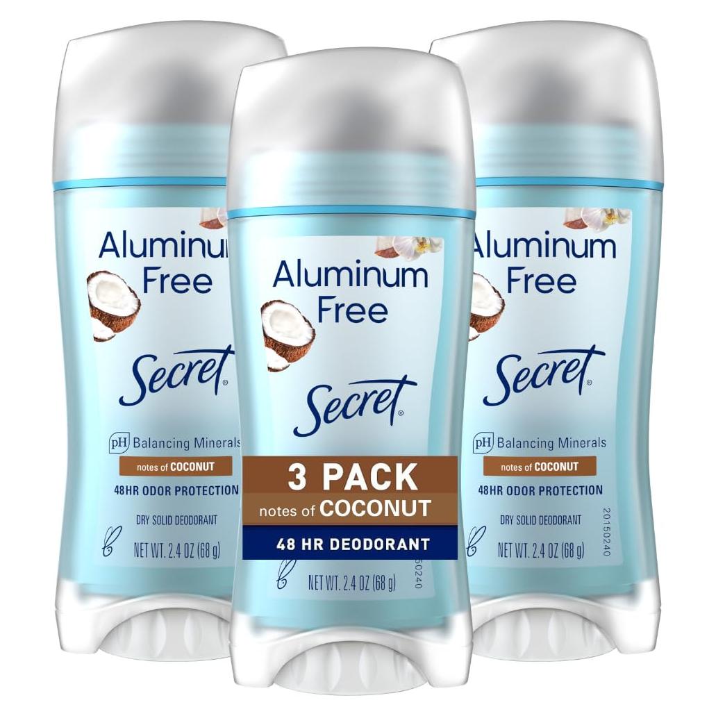 Desodorante Sin Aluminio Secret para Mujeres 68g Coco 3 Unidades