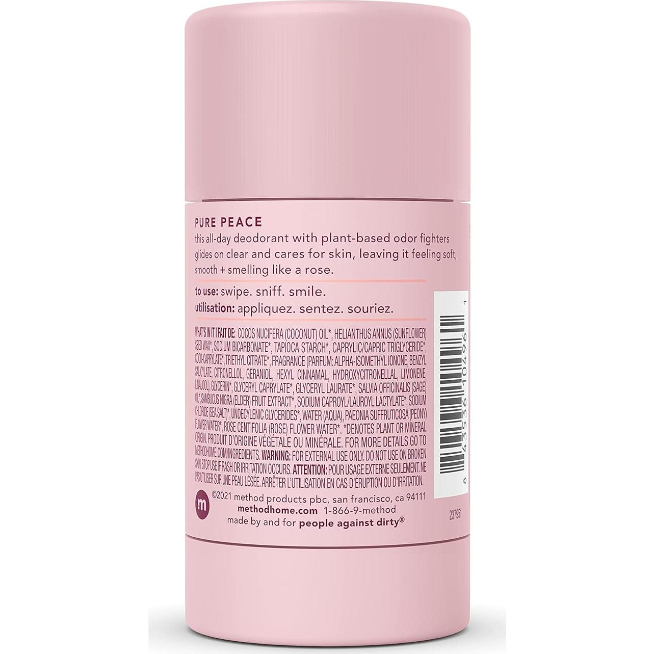 Desodorante Method Paz Pura 75g Libre de Aluminio x5