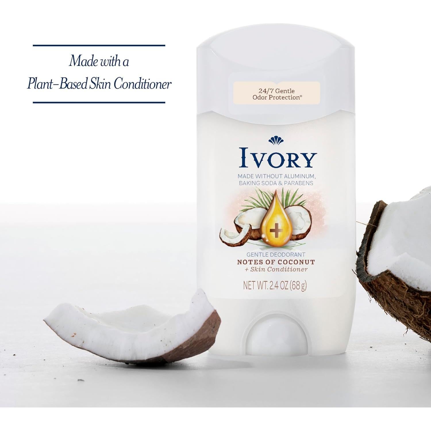 Desodorante Suave Ivory 68g Libre de Aluminio y Parabenos