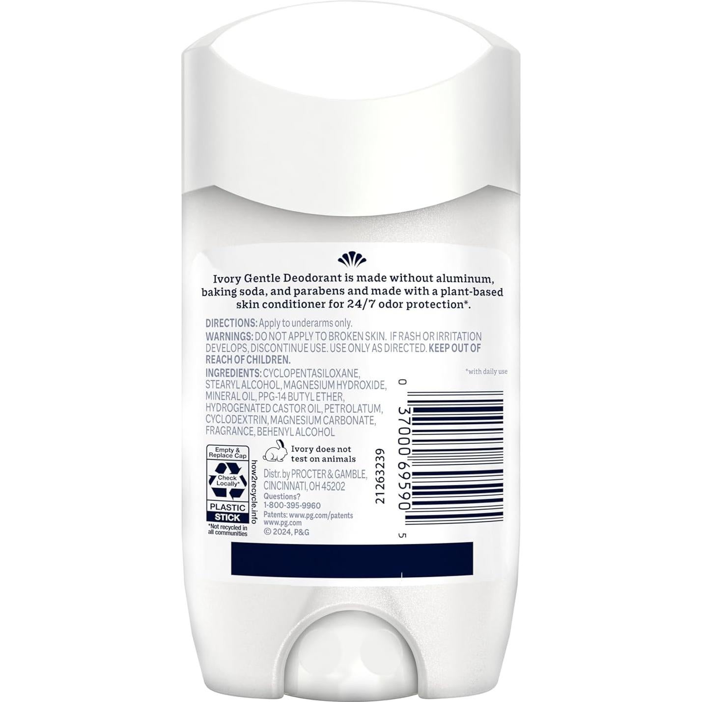 Desodorante Suave Ivory 68g Libre de Aluminio y Parabenos