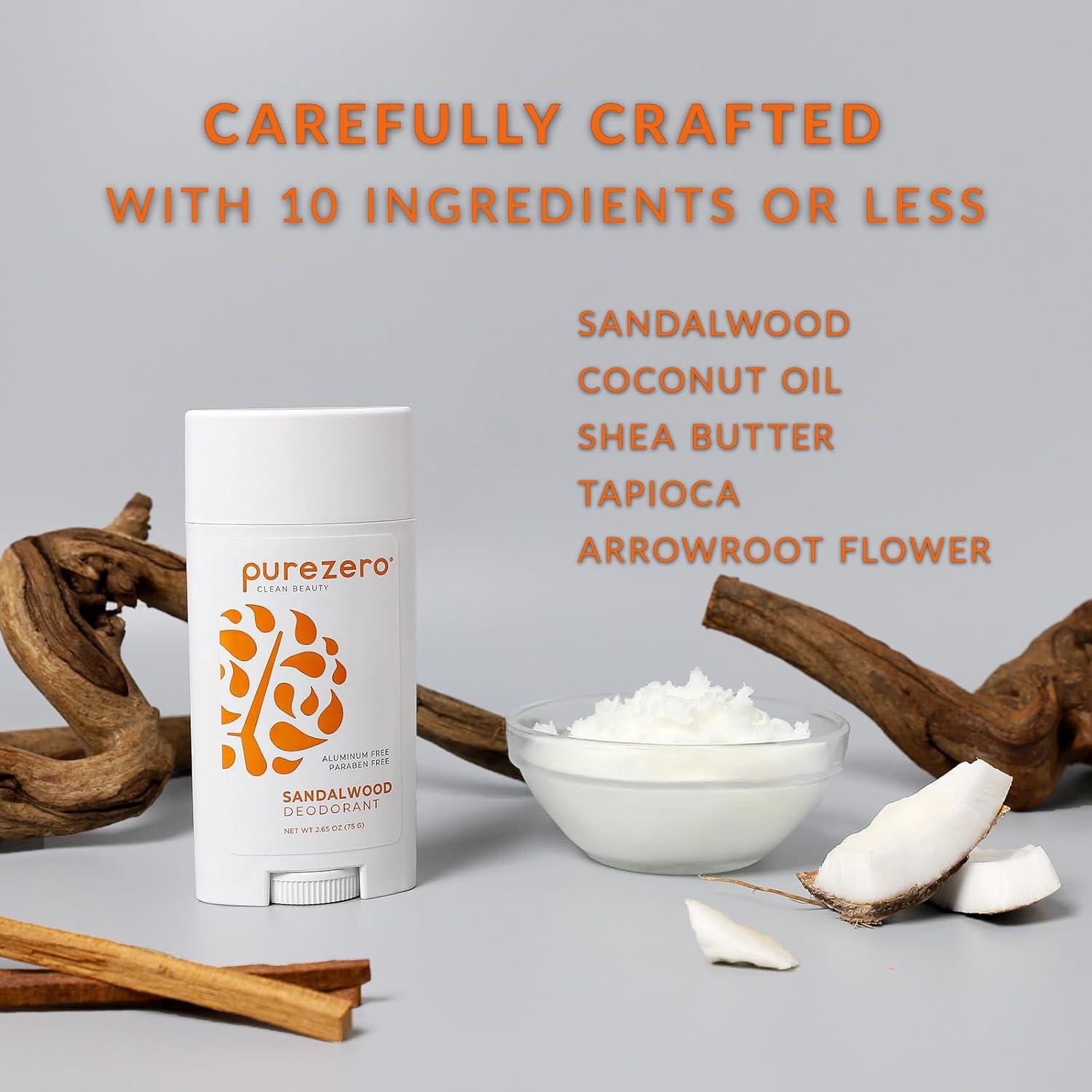 Desodorante Purezero Sándalo 115g Libre de Aluminio y Parabenos