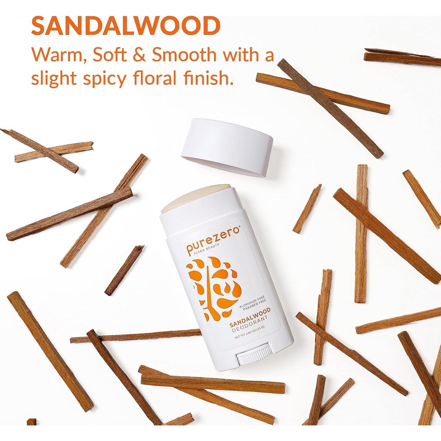 Desodorante Purezero Sándalo 115g Libre de Aluminio y Parabenos