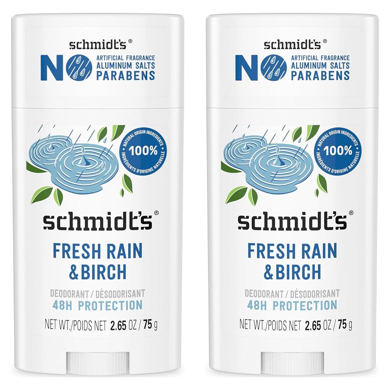 Desodorante Vegano Schmidt's Lluvia Fresca y Abedul 75 g