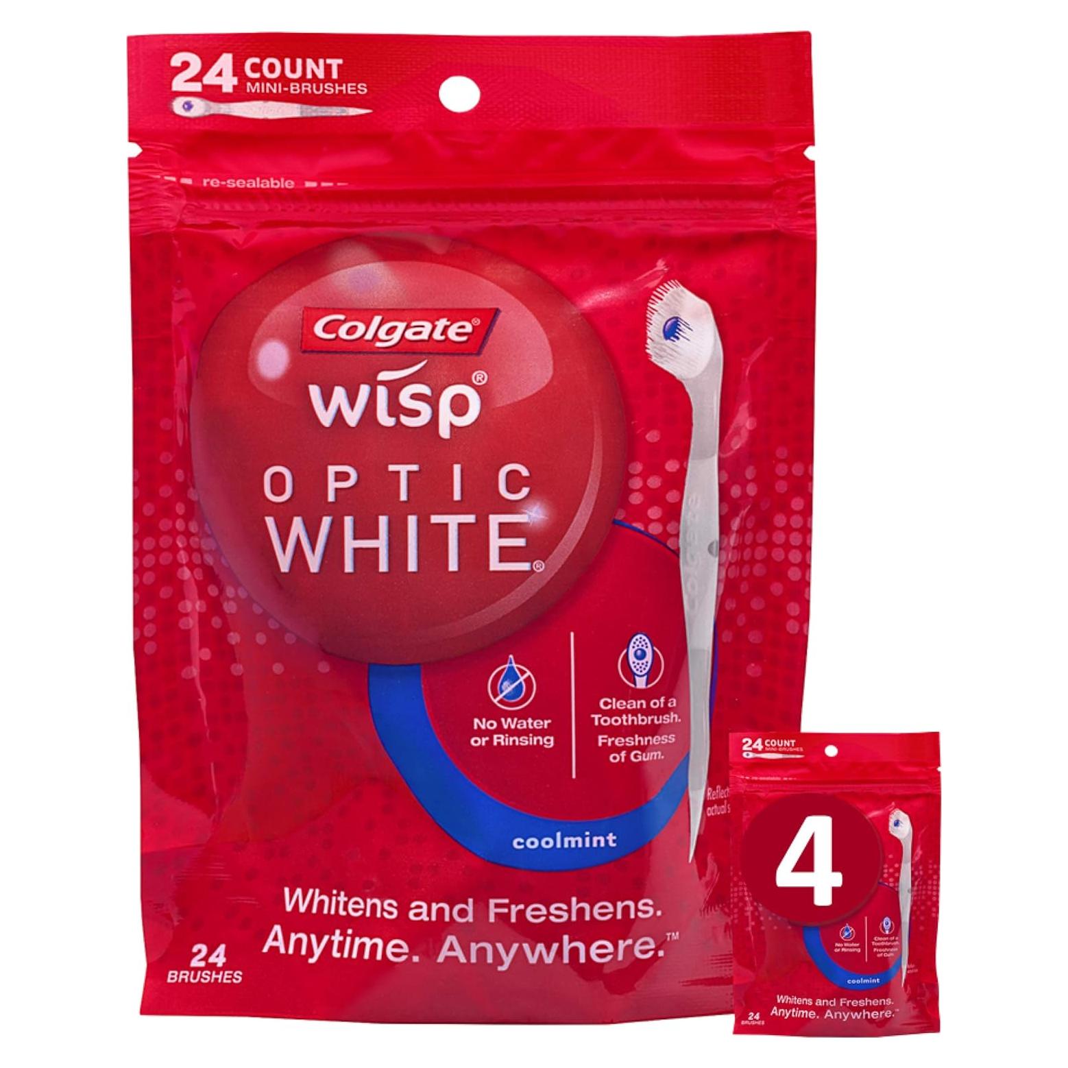 Cepillo de Dientes Desechable Colgate Optic White Mini Menta 24 Unidades