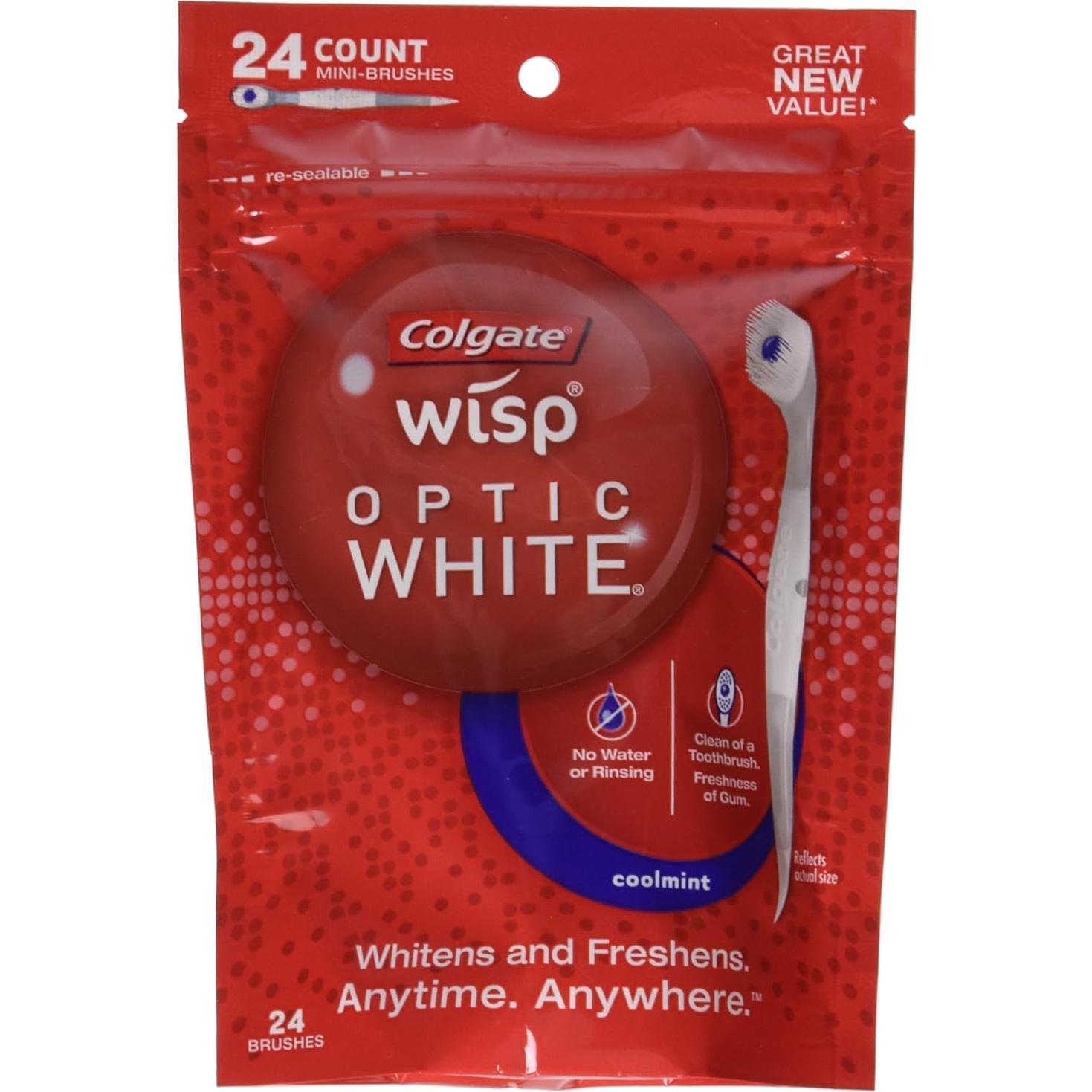 Cepillo de Dientes Desechable Colgate Optic White Mini Menta 24 Unidades