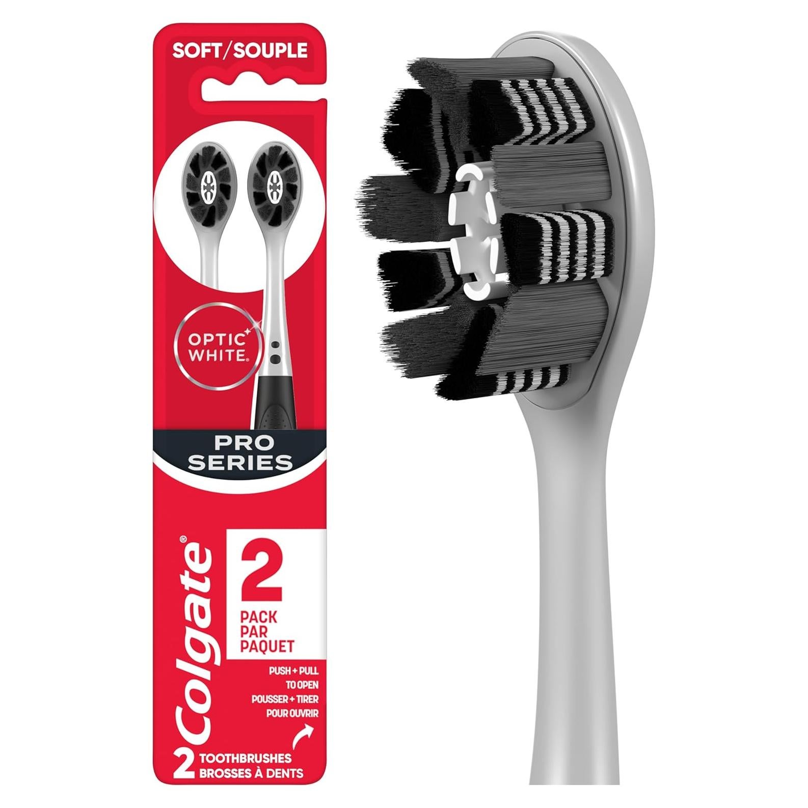 Cepillos de Dientes Colgate Optic White Pro Series Suaves - Paquete de 2