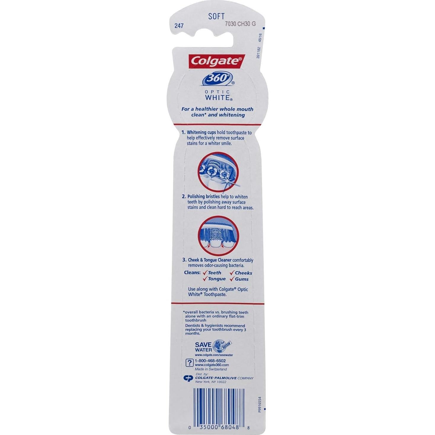 Cepillo de dientes Colgate 360° Optic White Suave - 2 Unidades