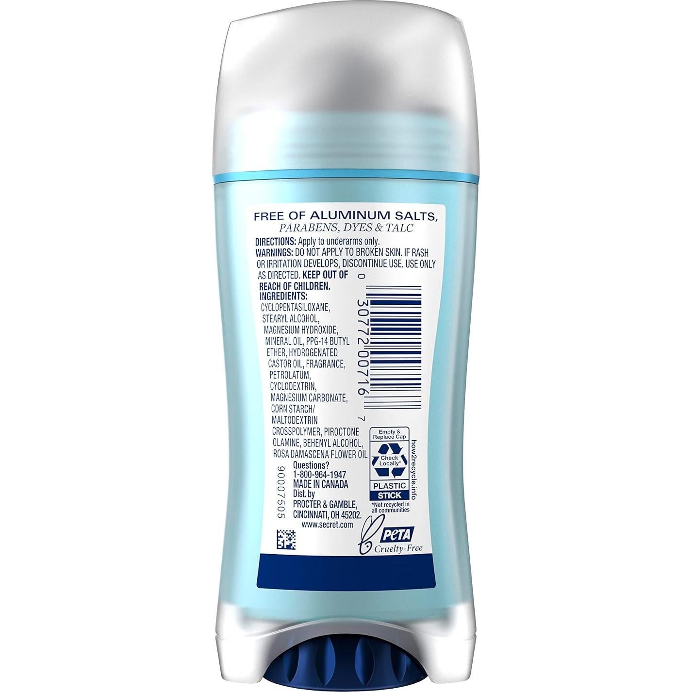 Desodorante Sólido Libre de Aluminio Secret Rosa 68g - Paquete de 3