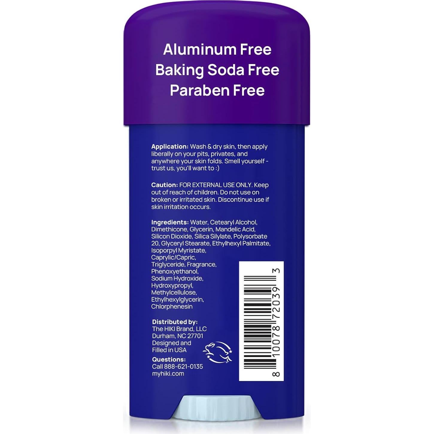 Crema Desodorante Corporal HIKI 69.57g - Sin Aluminio y Talco