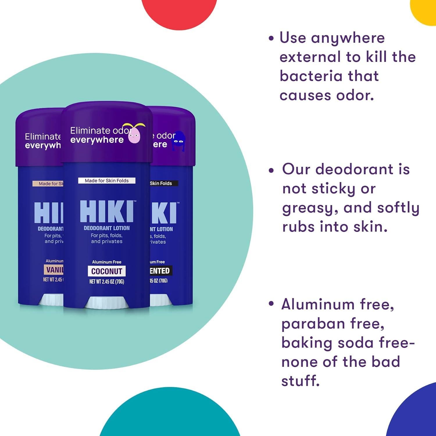 Crema Desodorante Corporal HIKI 69.57g - Sin Aluminio y Talco