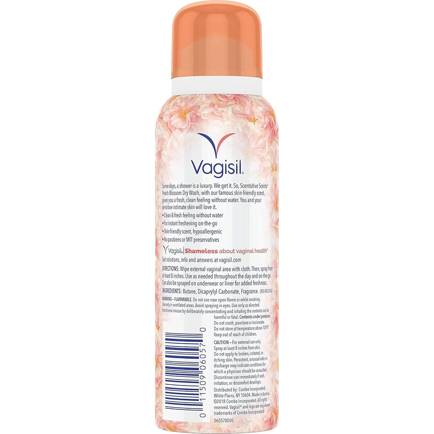 Desodorante en Spray Vagisil Scentsitive Scents 73.71g Flor de Durazno