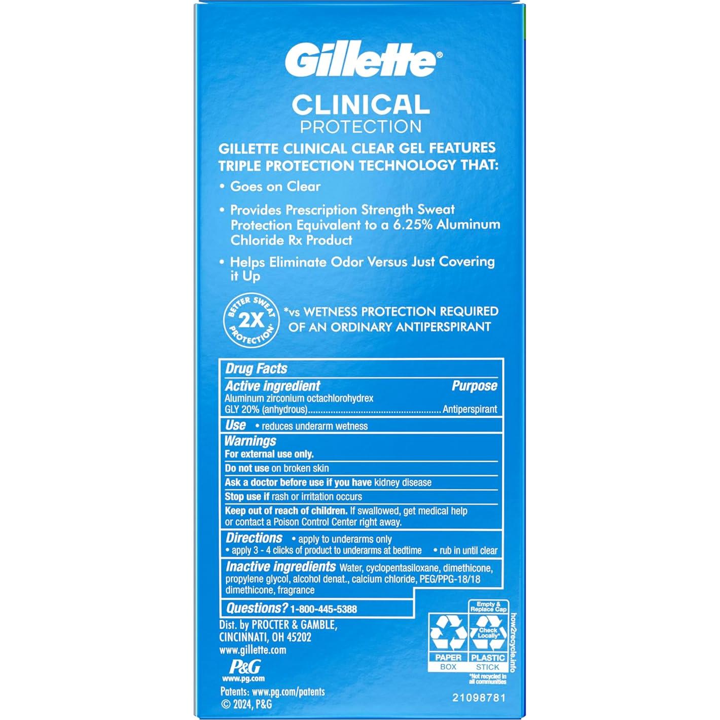 Antitranspirante Gel Gillette Clinical 72h Protección Hombres 74.9g