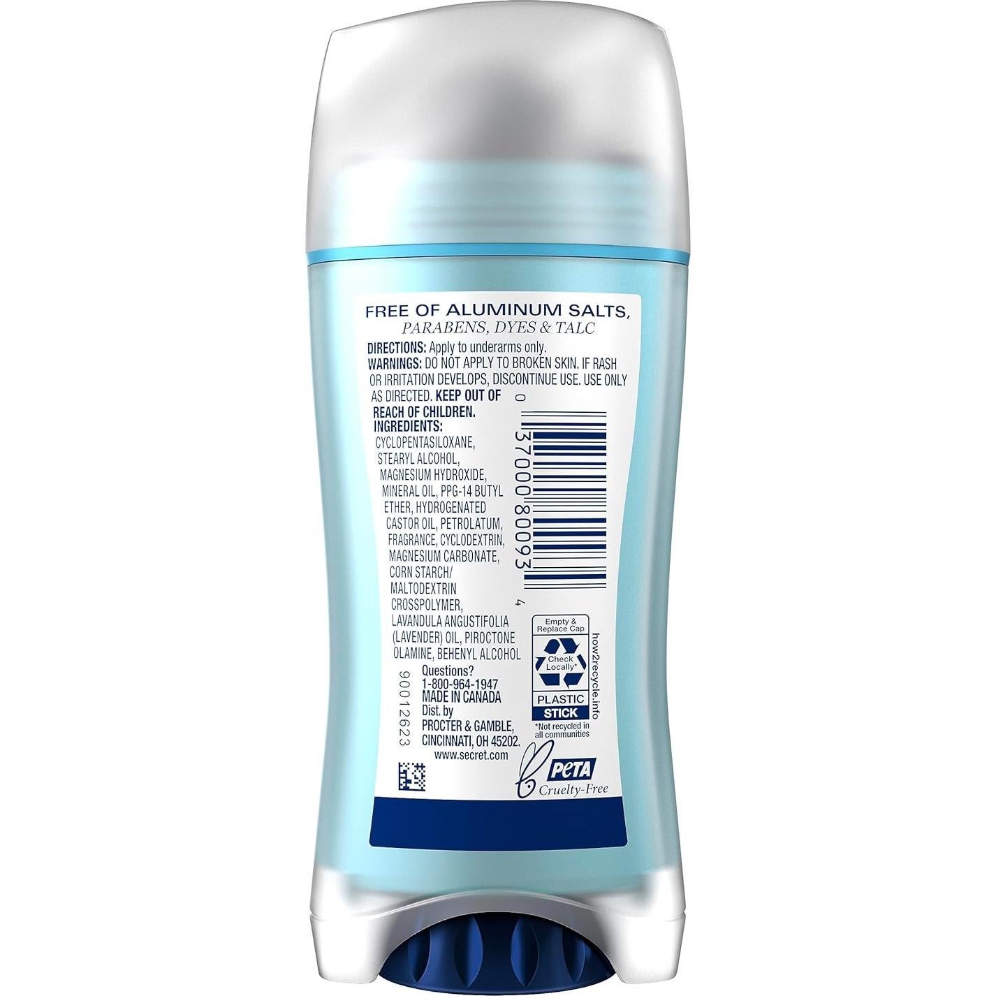 Desodorante Libre de Aluminio Secret Lavanda 68 g - 48 horas