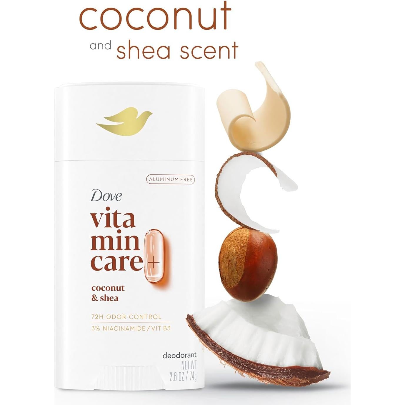 Desodorante Dove VitaminCare+ Sin Aluminio Coco y Karité 74g