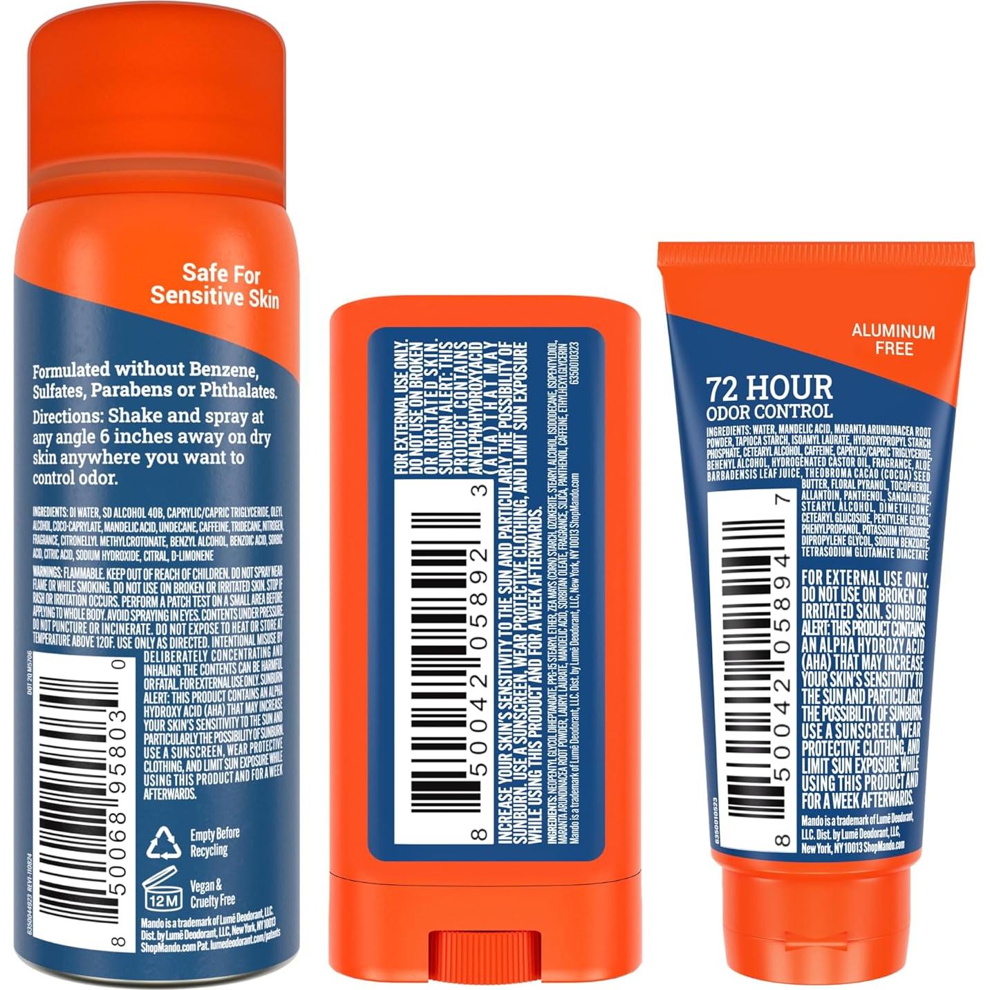 Desodorante Corporal Mando Mini Trio - 72HR Control Olor Pro Sport