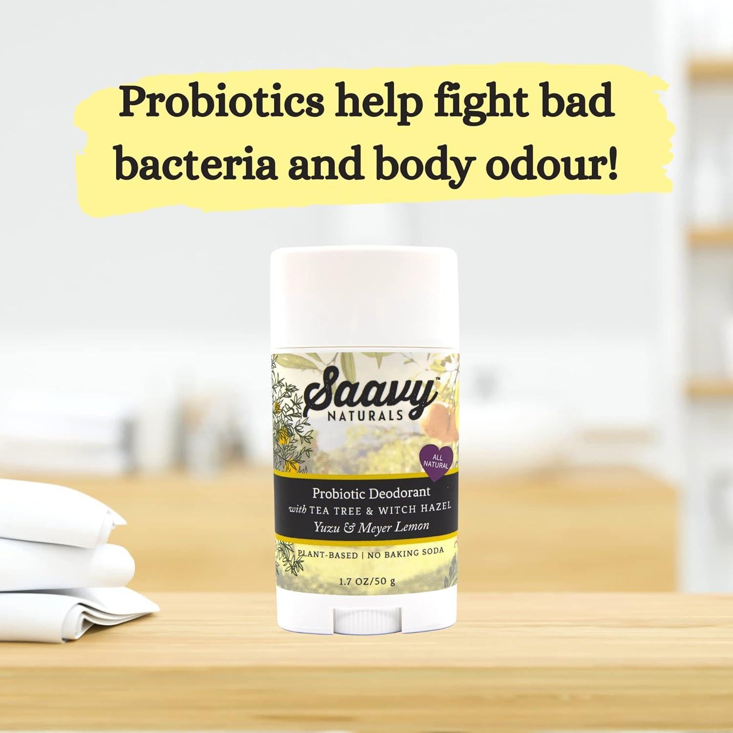 Desodorante Probiotico Saavy Naturals Yuzu 48.2 g Sin Aluminio