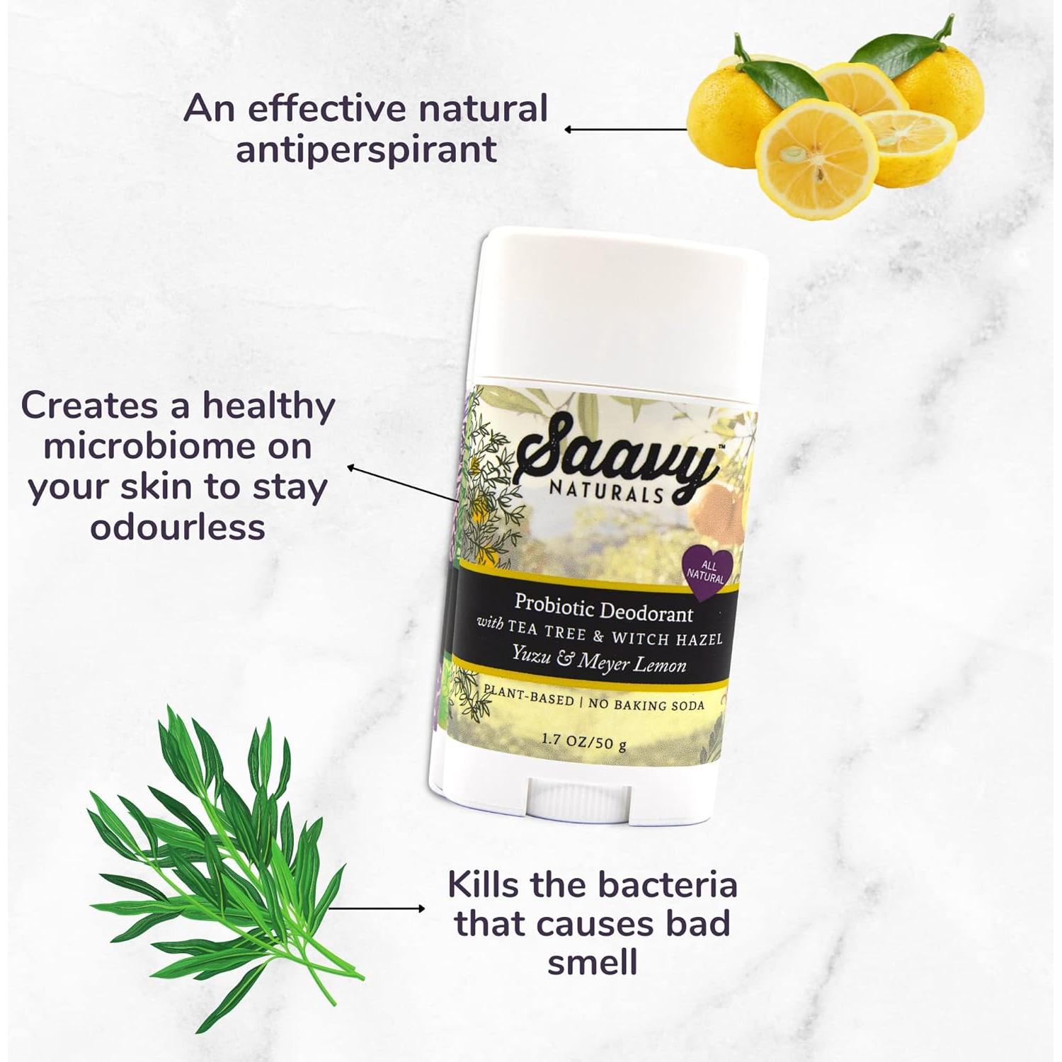 Desodorante Probiotico Saavy Naturals Yuzu 48.2 g Sin Aluminio