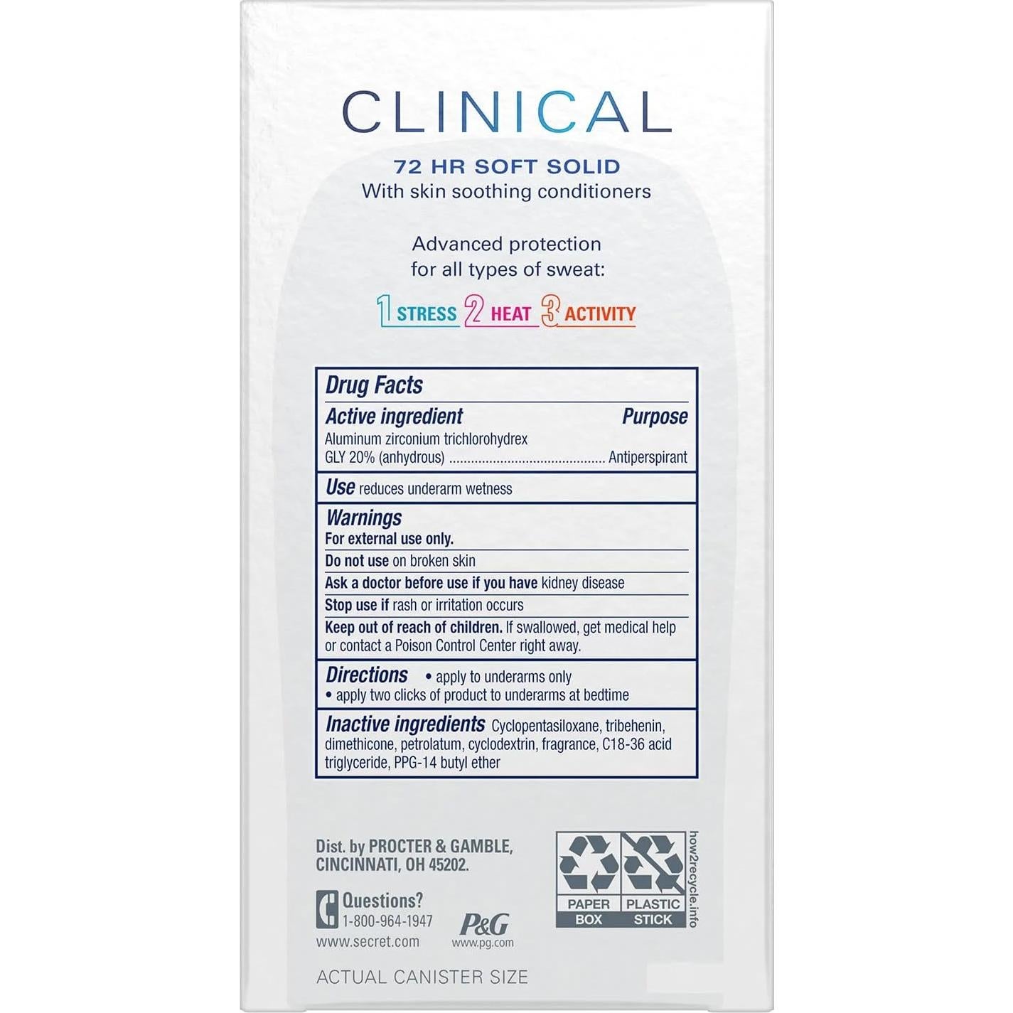Antitranspirante Sólido Secret Clinical 45g - 3 Unidades