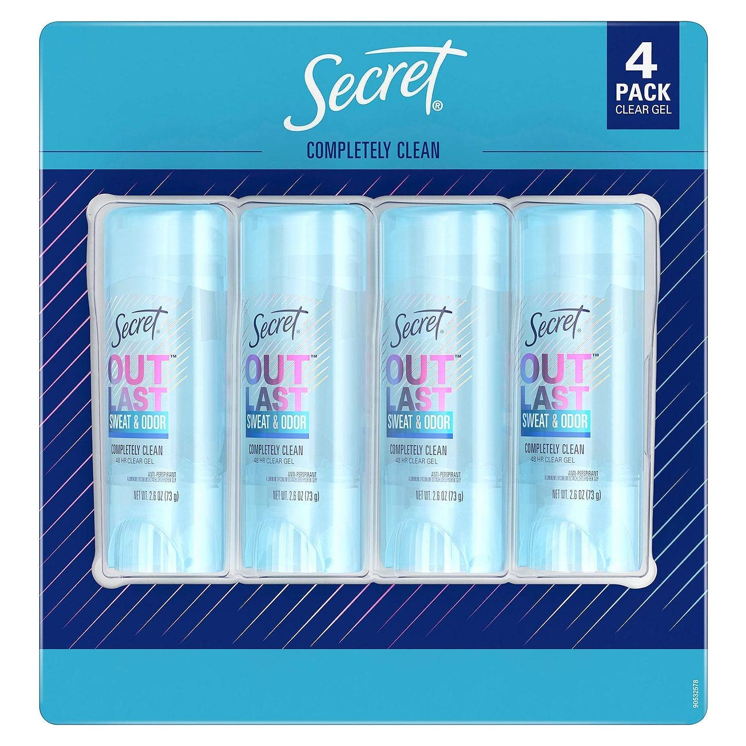 Desodorante Antitranspirante Gel Secret Outlast 76.5g - Paquete 4