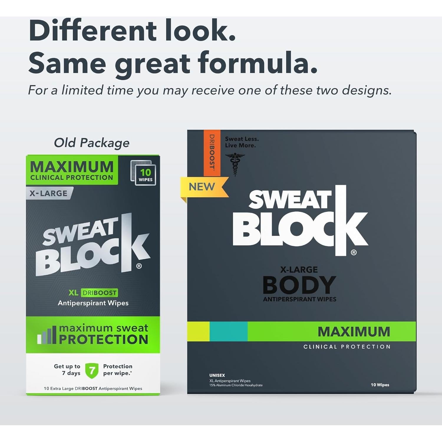 Toallitas Antitranspirantes SweatBlock XL - 10 Unidades para Hombres y Mujeres