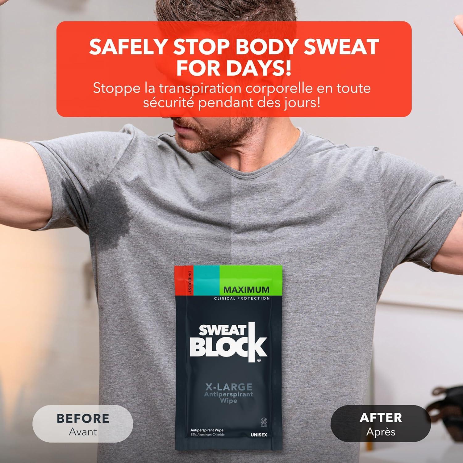 Toallitas Antitranspirantes SweatBlock XL - 10 Unidades para Hombres y Mujeres
