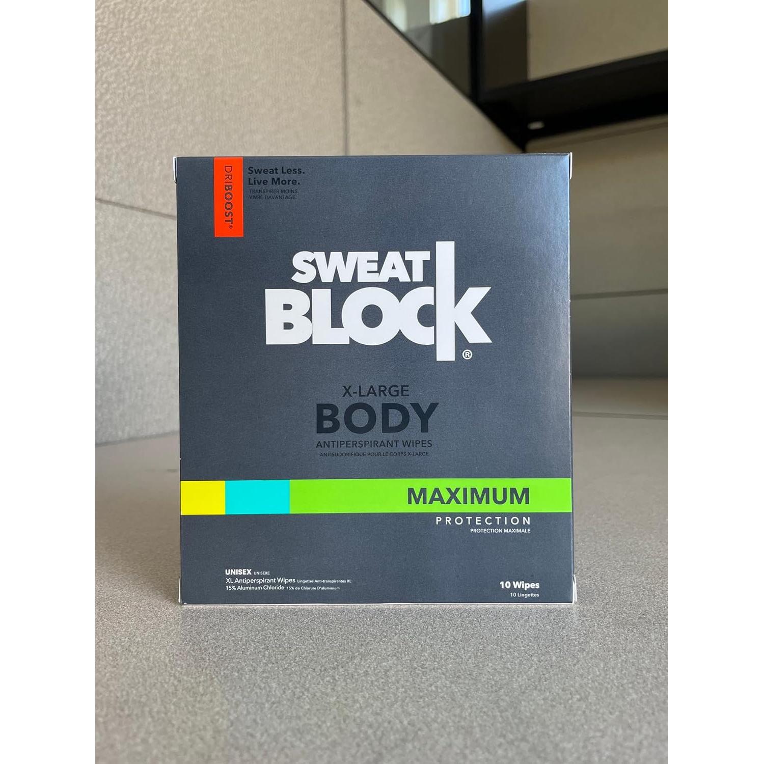 Toallitas Antitranspirantes SweatBlock XL - 10 Unidades para Hombres y Mujeres