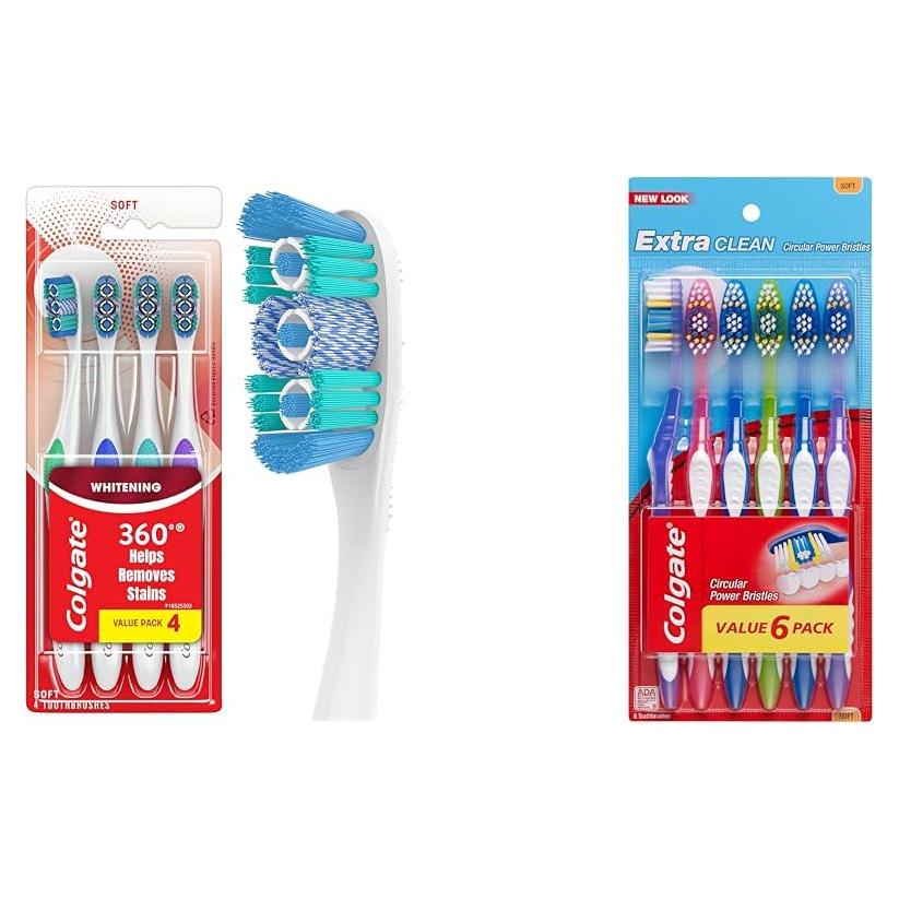 Cepillo de dientes blanqueador Colgate 360 Optic White suave 6 unidades