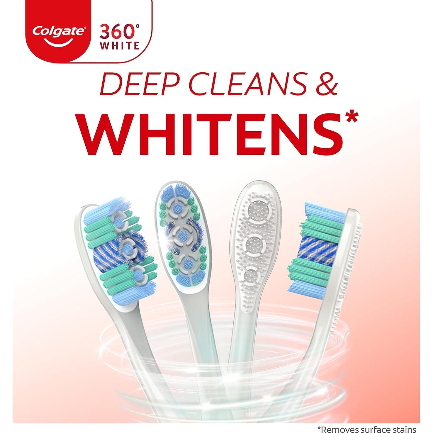 Cepillo de dientes blanqueador Colgate 360 Optic White + 4 pastas Max Fresh