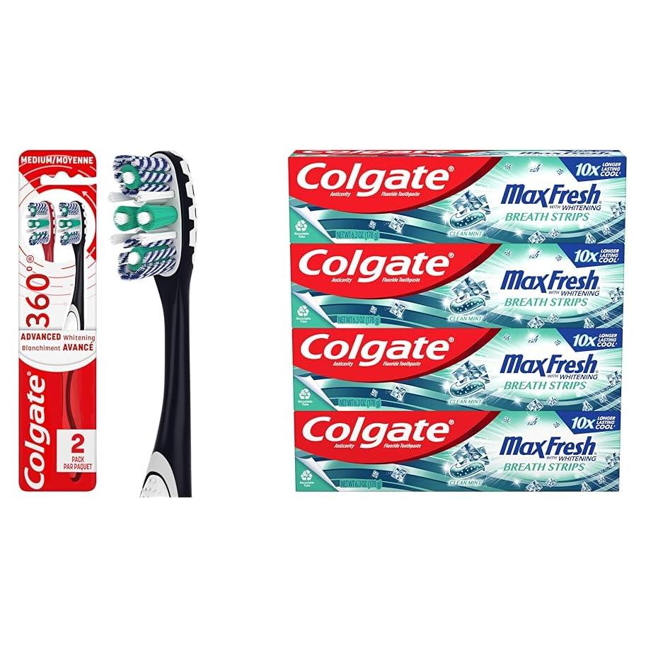 Cepillo de dientes Colgate 360 Optic White + Pasta Max Fresh 4x180g