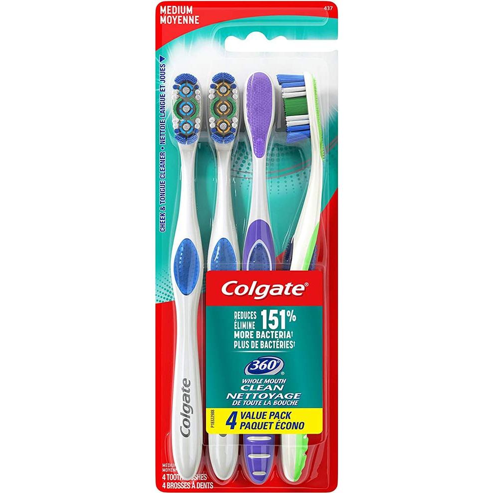 Colgate 360 Cepillo de Dientes Mediano + Pasta Blanqueadora 3x90.7g