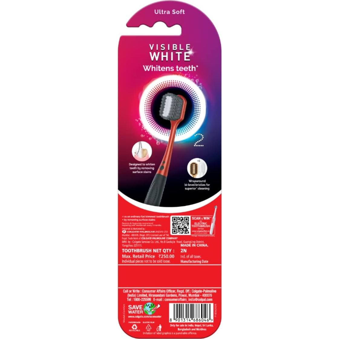 Cepillo de dientes manual Colgate Visible White O2 - 2 piezas