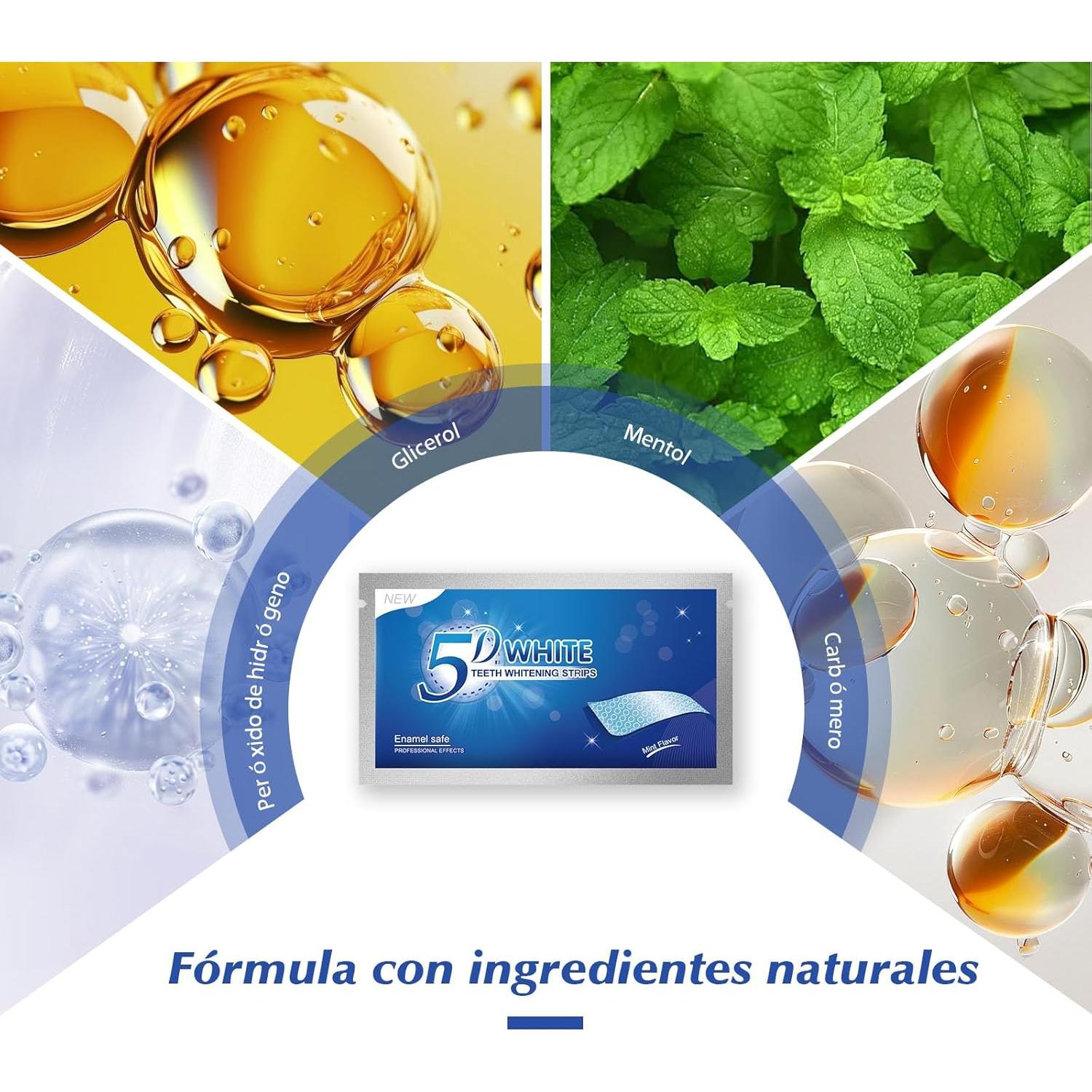 Tiras Blanqueadoras AURANY 5D para Dientes Sensibles - 14 Pares