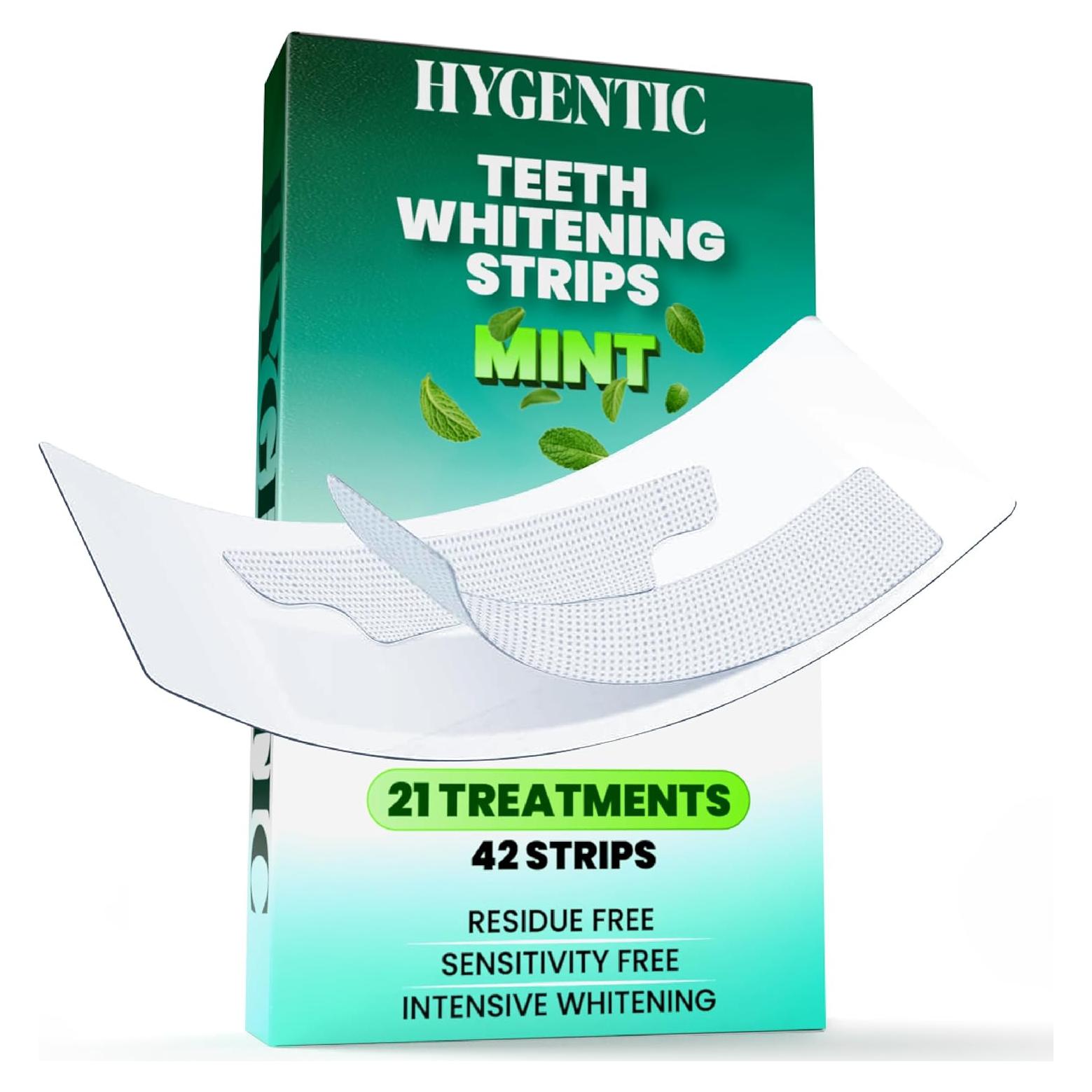 Tiras Blanqueadoras de Dientes HYGENTIC 42 Rayas 21 Tratamientos