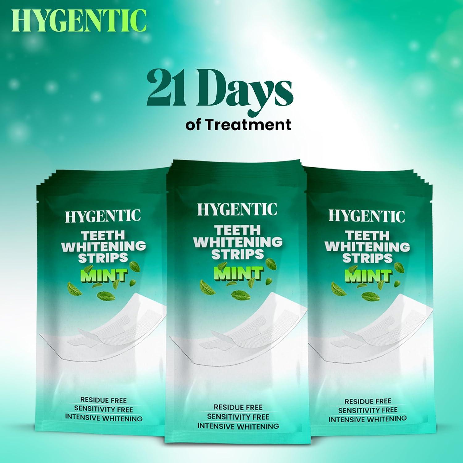 Tiras Blanqueadoras de Dientes HYGENTIC 42 Rayas 21 Tratamientos