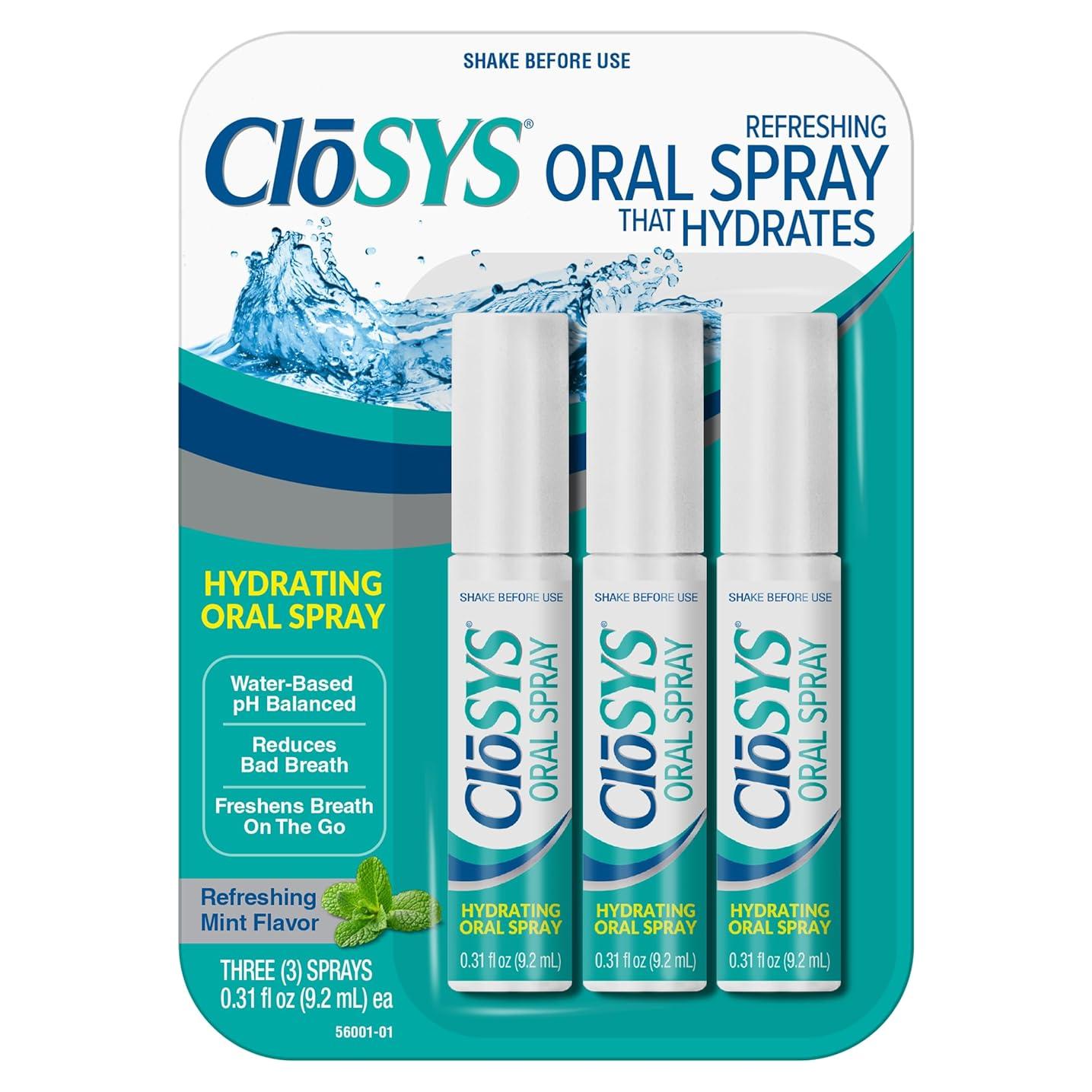 CloSYS Spray Oral Menta Sin Azúcar 3 x 8.8g - Frescura Instantánea