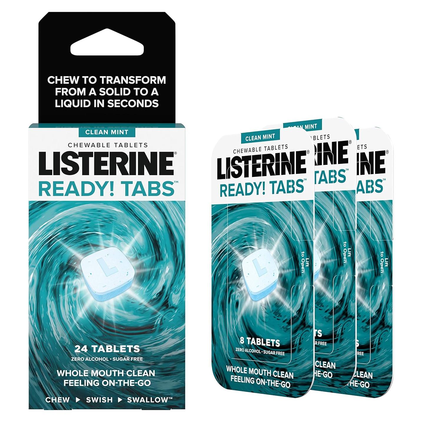Tabletas Masticables Listerine Ready! Menta Limpia 24 Unidades