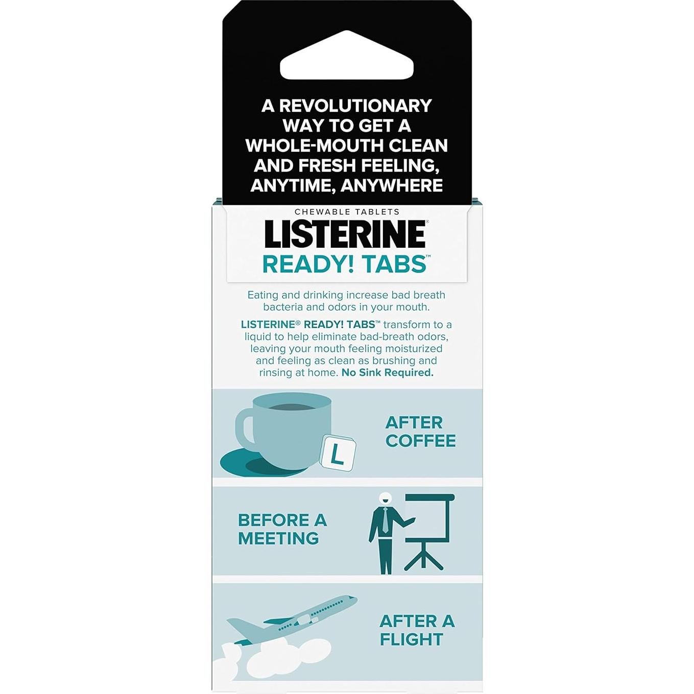 Tabletas Masticables Listerine Ready! Menta Limpia 24 Unidades