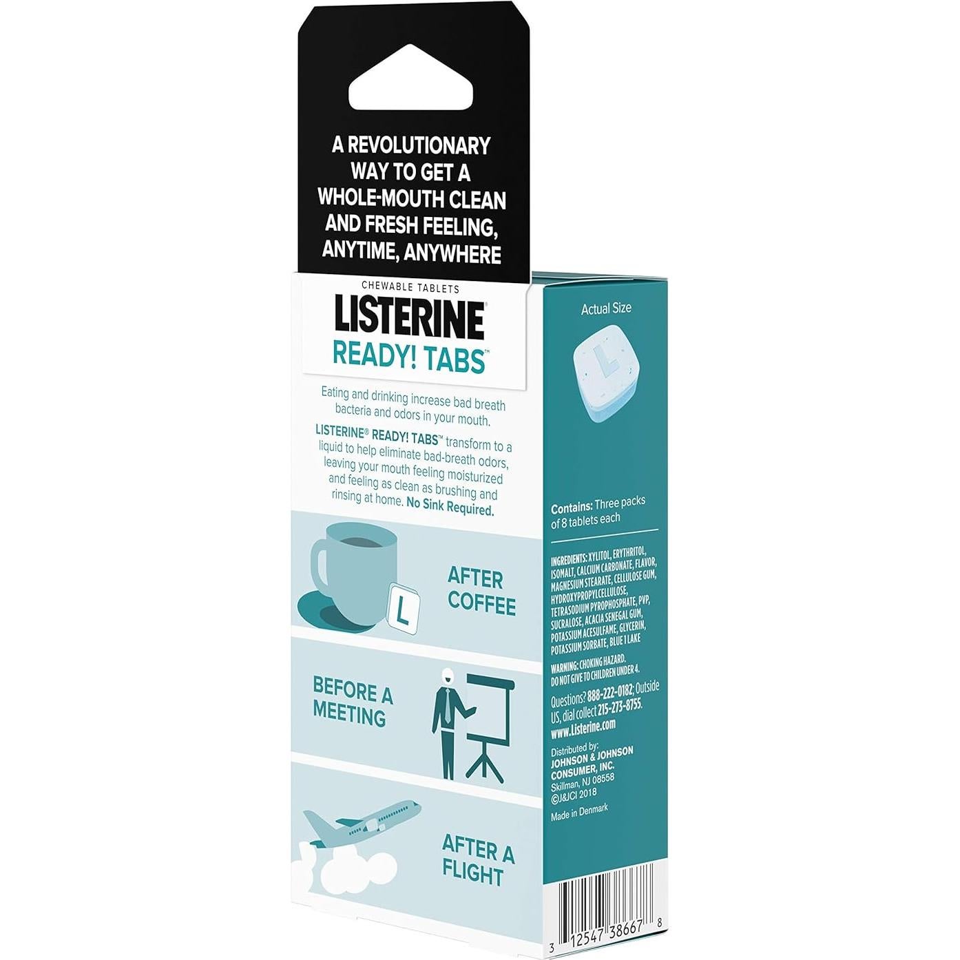 Tabletas Masticables Listerine Ready! Menta Limpia 24 Unidades