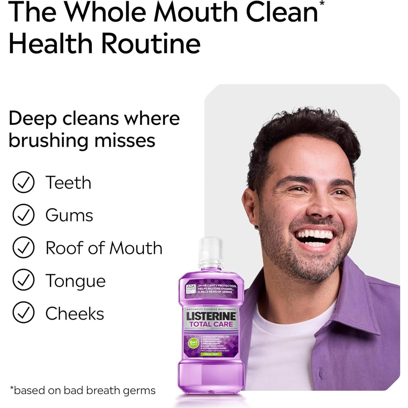 Listerine Cuidado Total Enjuague Bucal 6-en-1 Menta 2x1L