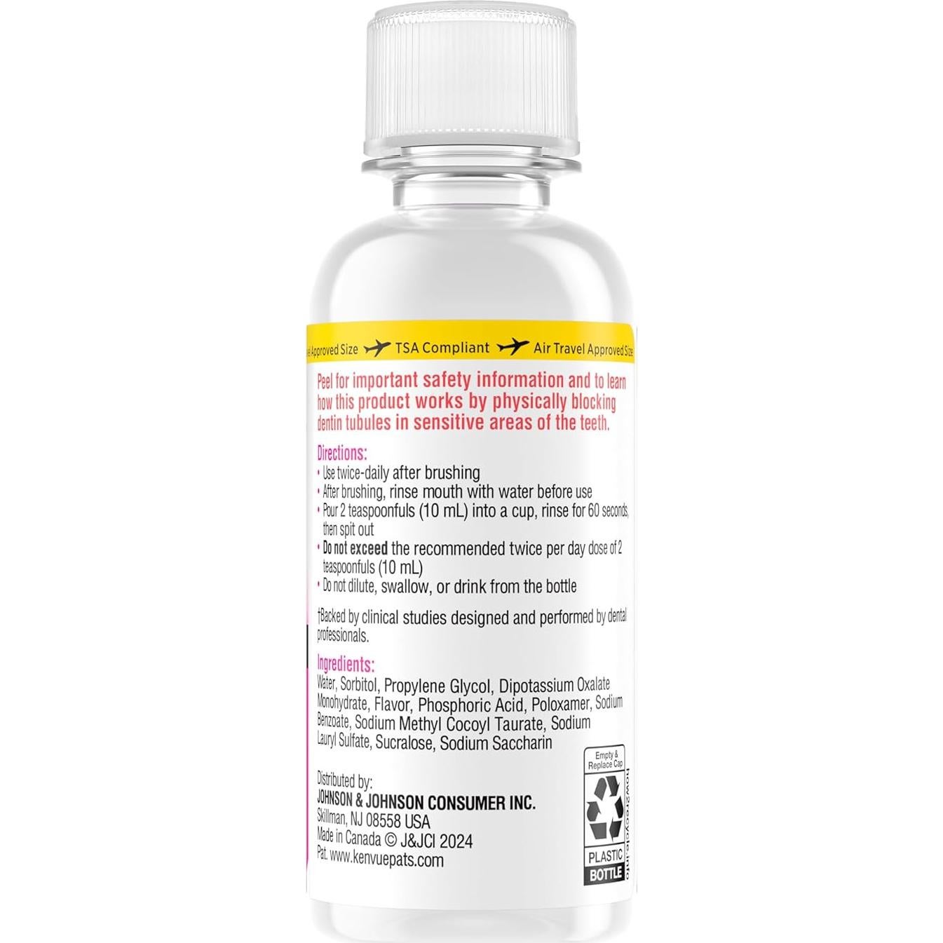 Clinical Solutions Sensitive Teeth Alcohol Free Travel Size Mouthwash, Fresh Breath Mouthwash Provides Protection & Relief from Tooth Sensitivity, Daily Fresh Mint Oral Rinse, 95 mL